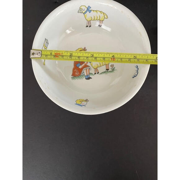 Vintage Buffalo Pottery Heirloom China Childs Mug & Bowl Mary Had a Little Lamb - Picture 9 of 12